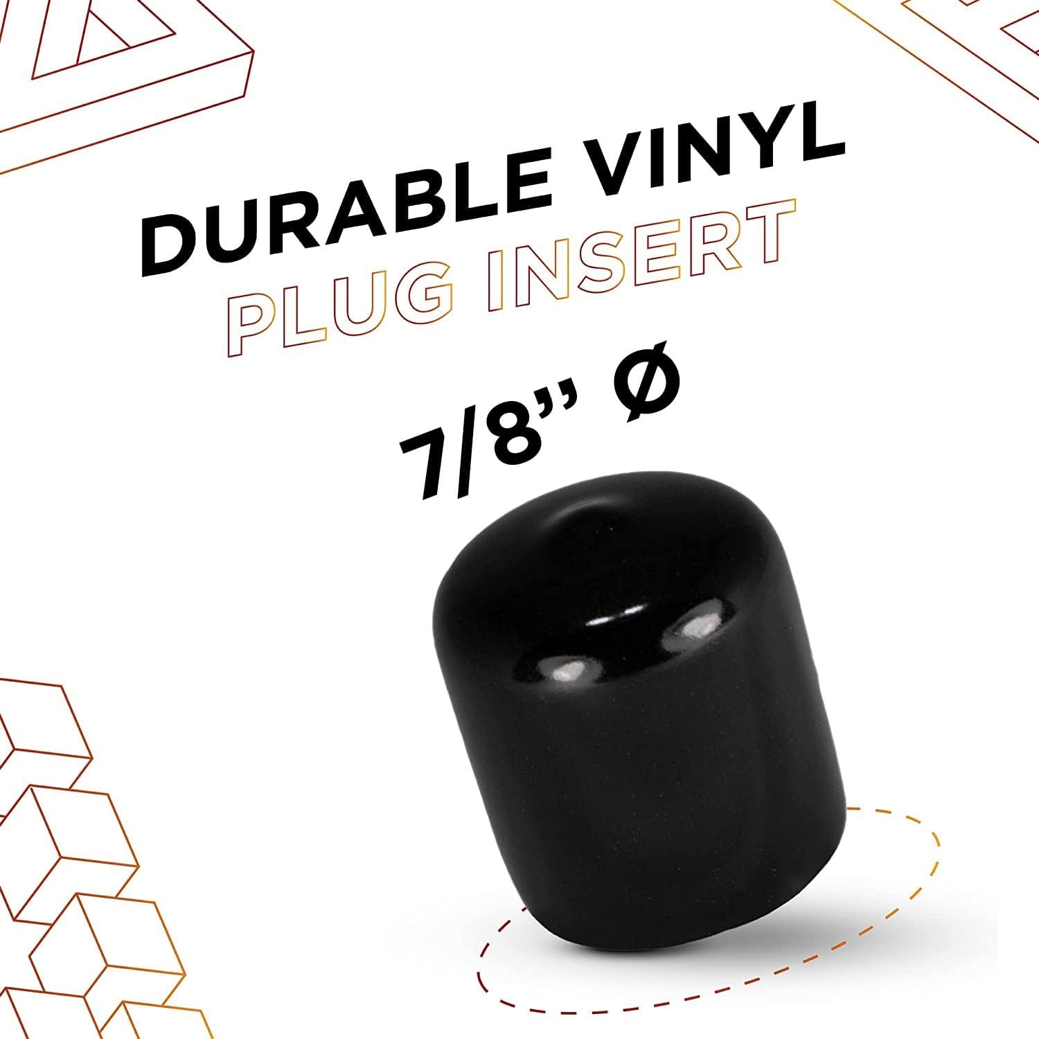 Prescott Plastics 7/8” (22.22mm) Outer Diameter Flexible Plastic Hole Plugs, Round Black Metal Tubing End Caps, Strong Furniture Leg Inserts, Impact & Weather Resistant, Made in The USA - 50 Pack