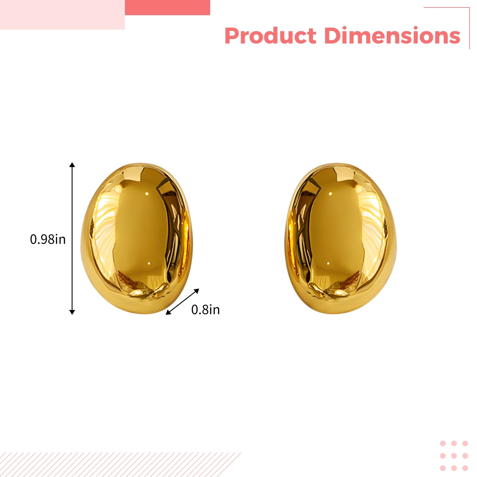 Pendientes ovalados dorados atrevidos con latón relleno de oro de 24 quilates y pin S925, joyería elegante para mujer, Aleación chapada en oro, Sin piedra preciosa