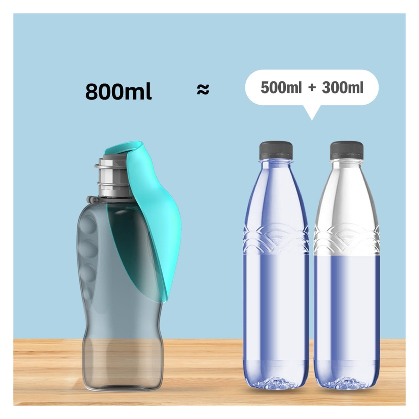Distributeur portable pour animaux domestiques de voyage avec fuite de bouteille d'eau avec bol intégré (rose)