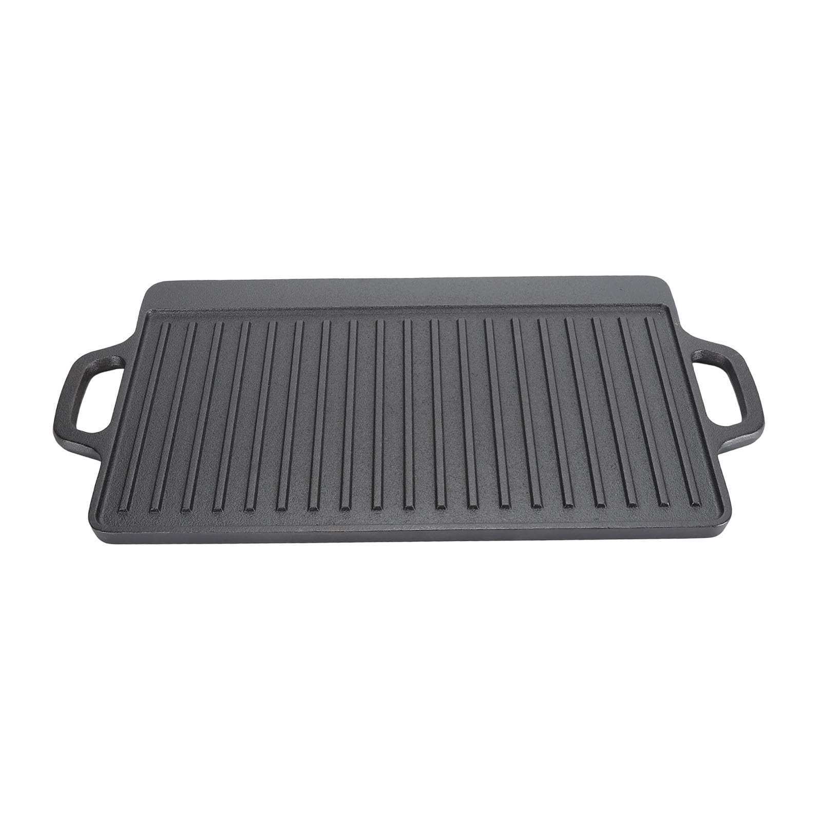 Fdit Piastra Rettangolare in Ghisa Doppia Faccia con Superfici Liscia e Rigata per Griglia a Gas BBQ e da Campeggio (44 * 23 * 2 cm)