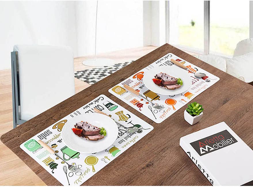 Image of 8 Pieces PVC PlaceMat - Non-Slip, Heat Resistant and Washable Hot Insulation Pad - Modern Waterproof Placemats for Decorations, Dining Table, Kitchen, Restaurant, Hotel (8-Piece, Brown)