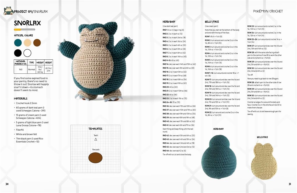 Pokémon Crochet Snorlax Kit: Includes Materials to Make Snorlax and Instructions for 5 Other Pokémon