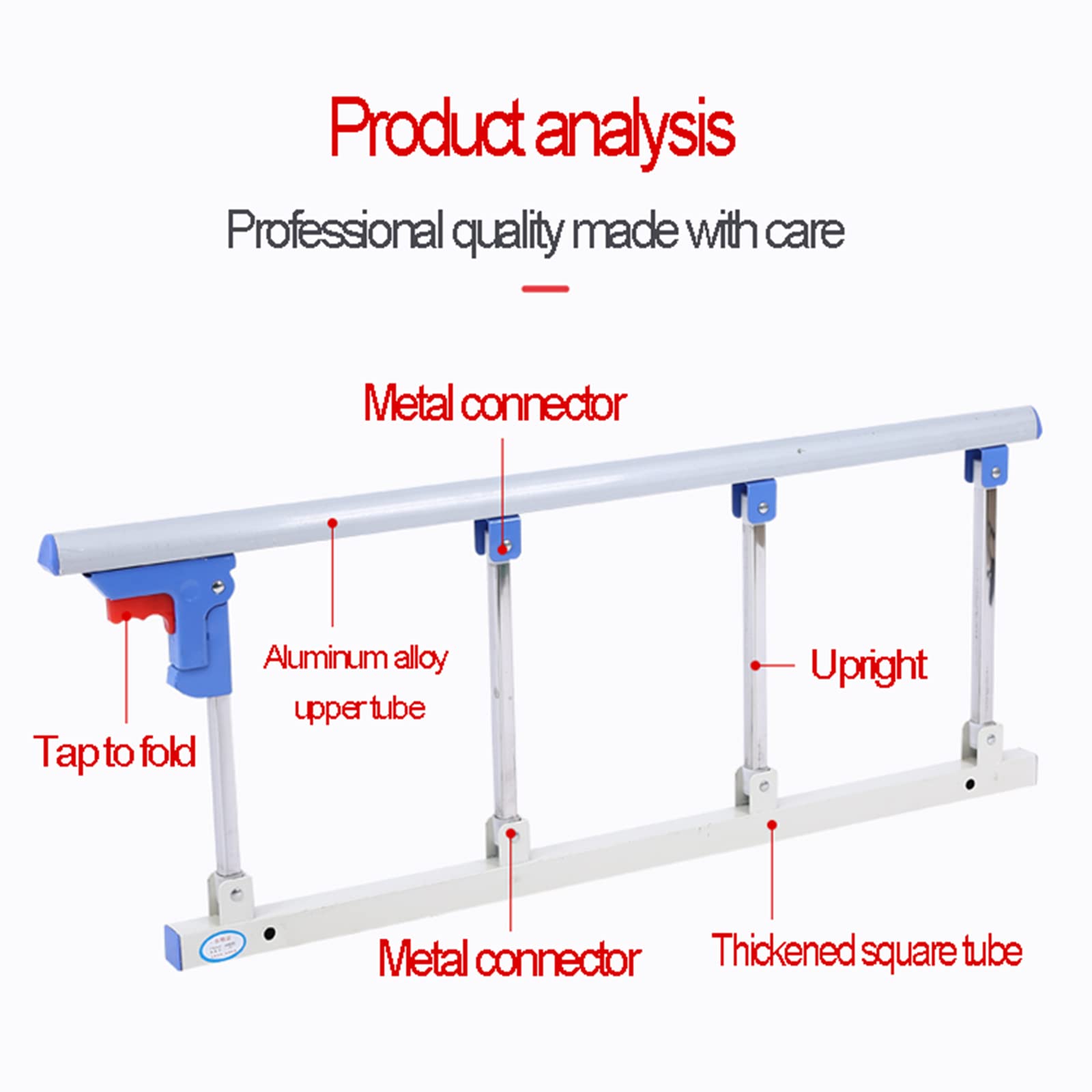 Protector de barandilla cama plegable aleación aluminio | Protector de barandilla de cama plegable de 120x36 cm: portátil for adultos mayores