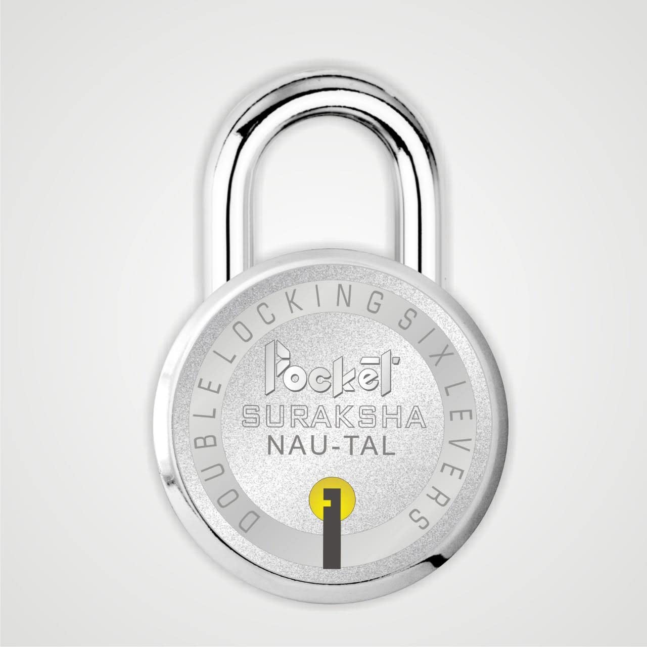 Pocket Round 6 levers (50mm) Padlock Chrome Finish with 3 Keys-picture-12