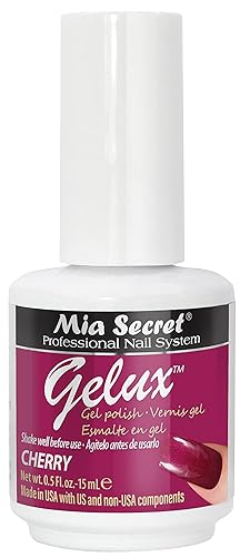 Mia Secret Gelux Soak-off esmalte de uñas de gel color cereza - Esmalte de gel curado con lámpara de uñas - Esmaltes para uñas en gel de larga