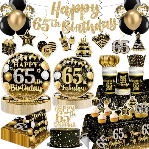 Yingoto 213pcs 65th Birthday Decorations for Men & Women, Serves 25