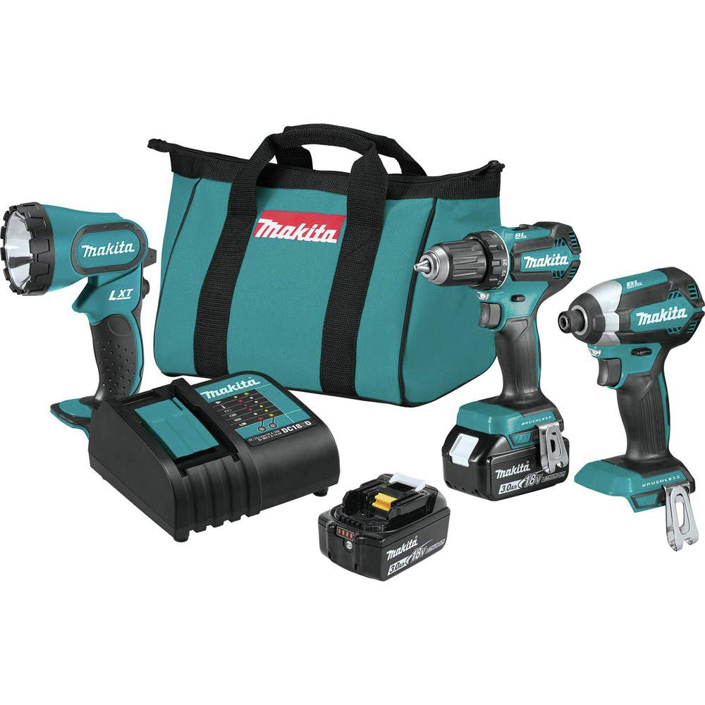 Makita XT335S 18V LXT Lithium-Ion Brushless Cordless 3-Pc. Combo Kit (3.0Ah)