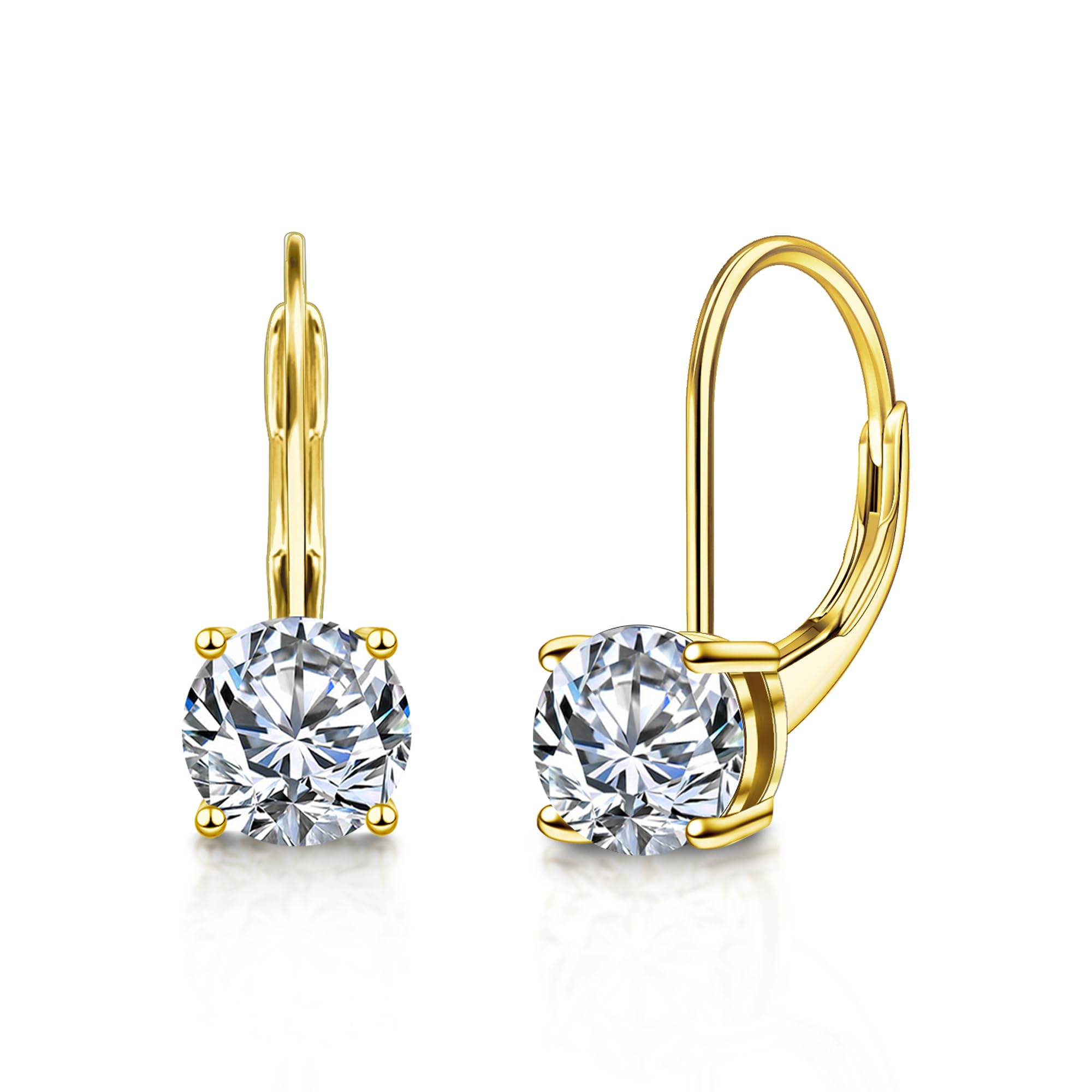 LANCHARMED Moissanite Earrings White Gold Plated Soild Sterling Silver Dangle Earrings 1 0ct-2 0ct D Color Brilliant Round