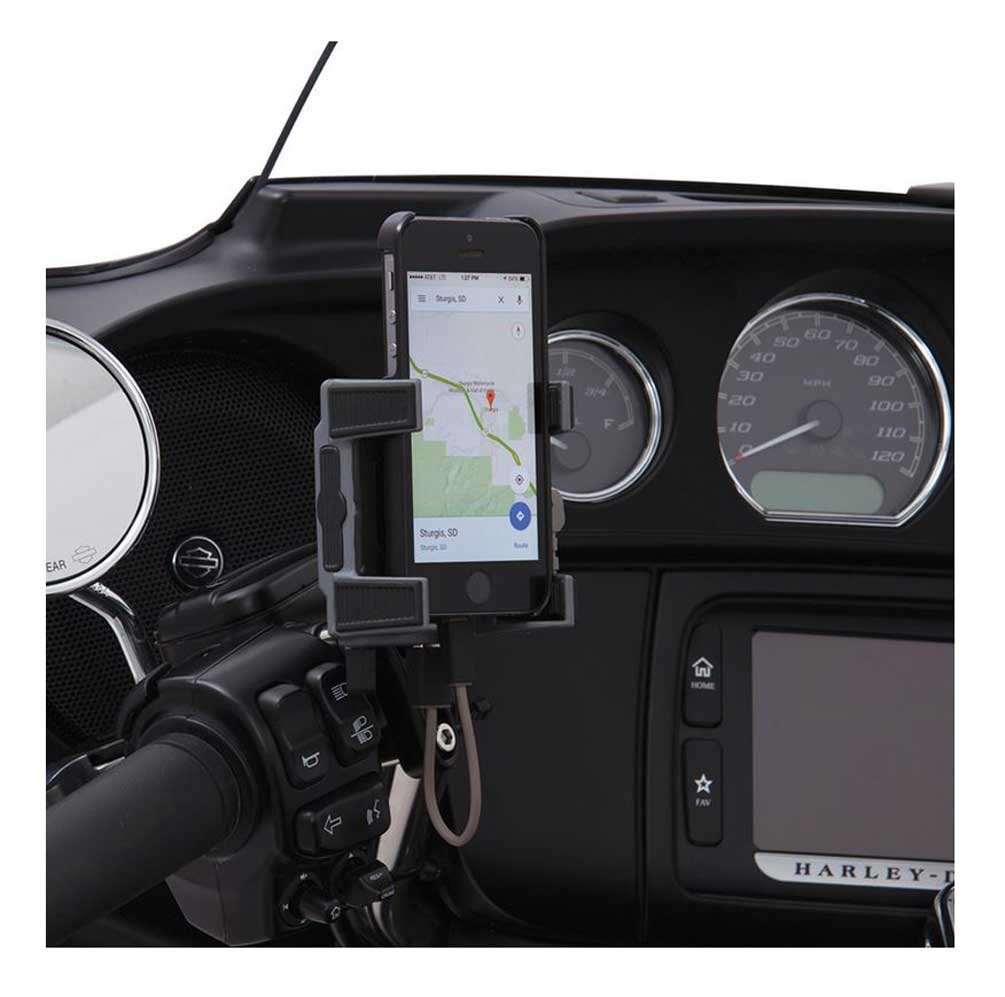 CIRO50211 smartphone/gps holder (black perch mount with charger for 1984-2016 models (excluding 2014-2016 street glide models))