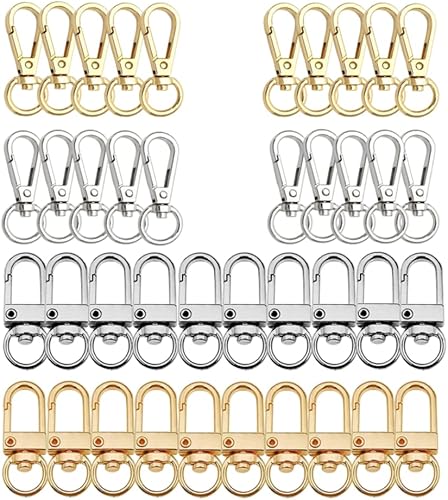 40 cierres giratorios de metal, cierres de pinza de langosta, cordones giratorios, correa de ganchos de gatillo para llavero, llaveros, fabricación