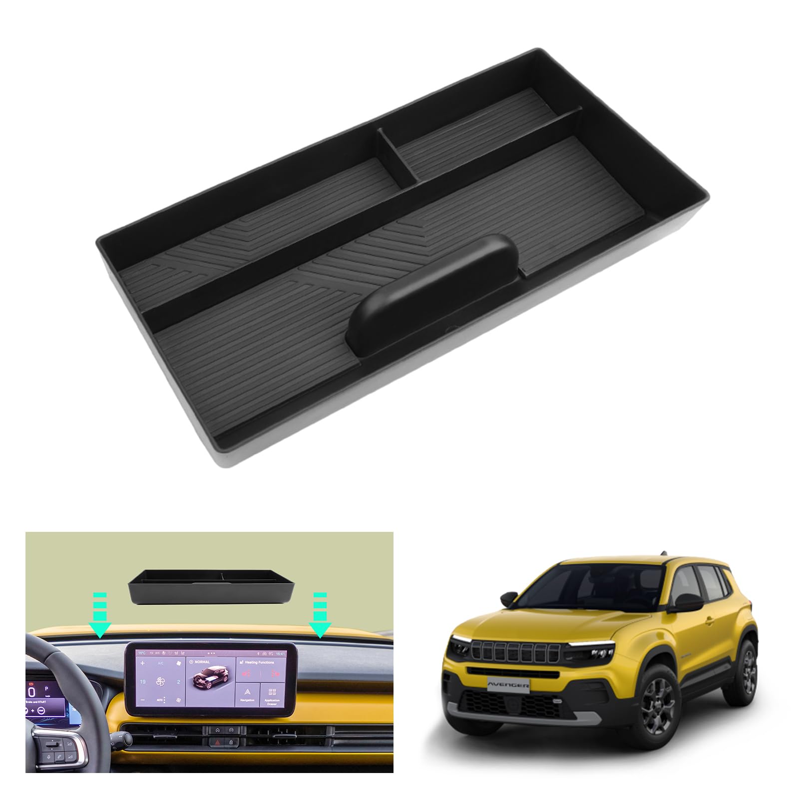 GAFAT J eep Avenger 2024 2025 10.25 Inch Centre Console Storage Box, Avenger Uconnect 10.25" Behind Screen Storage Organiser Tray, Compatible with Jeep Avenger Accessories