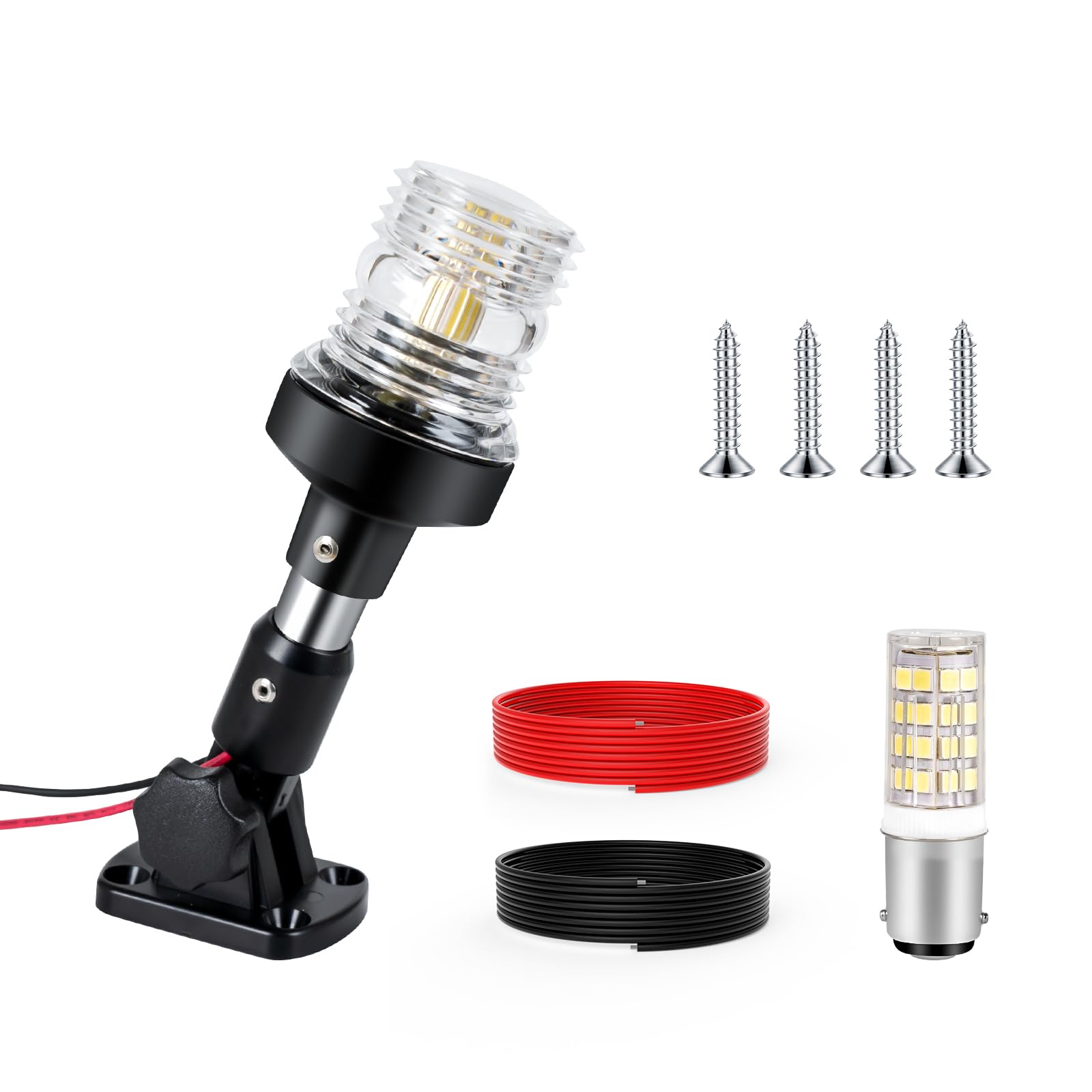 6 Inches Anchor Light Boat Stern Light Waterproof IP67, White Fold Down Marine Navigation Lights for Boats LED for Pontoon, Jon Boat and Bass Boat