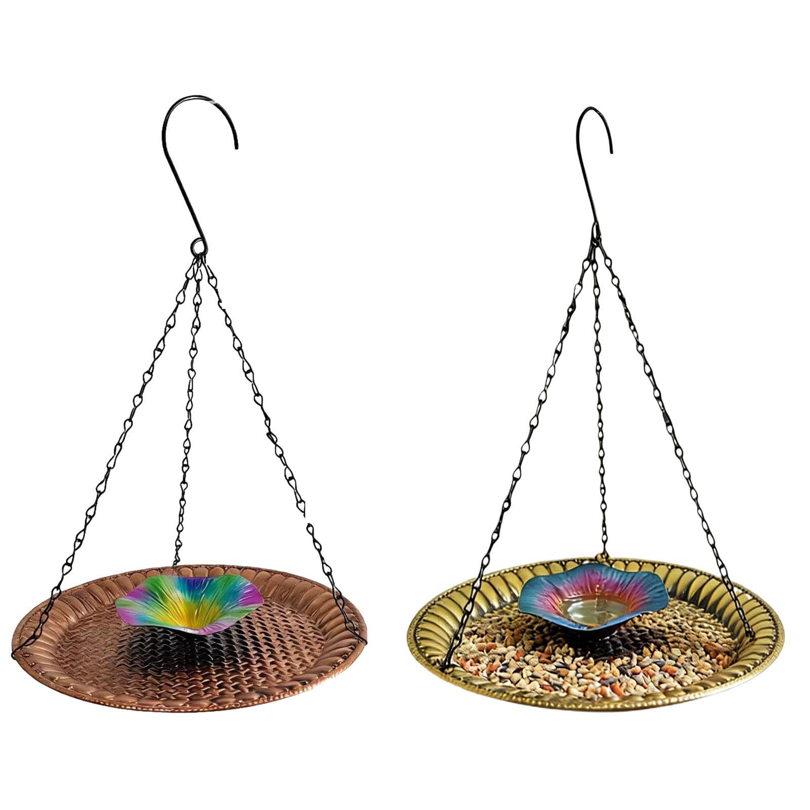 Mangeoires pour oiseaux suspendues avec bain et bol d'eau, 22x22x34,5 cm