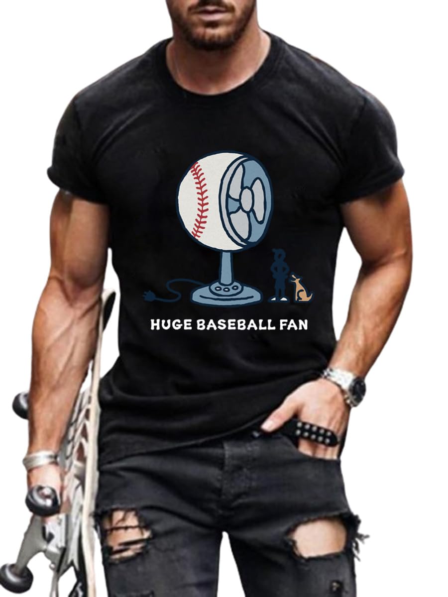 Huge Baseball Fan Shirt Funny Crew Neck Men Retro Vintage Casual Graphic Short Sleeve T-Shirt