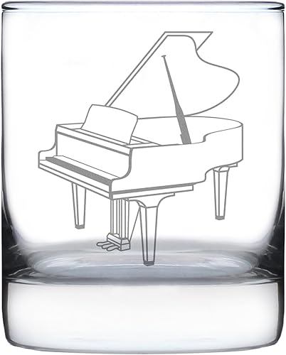Bevvee Vidrio de rocas para piano de cola, regalos de música para músicos que tocan teclas, regalos de música para músicos que tocan teclas - Gafas