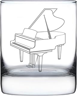 Bevvee Grand Piano Rocks Glass - Music Gifts for Piano Players, Teachers and Musical Accessories for Musicians that Play Keys - 10.25 Oz Glasses