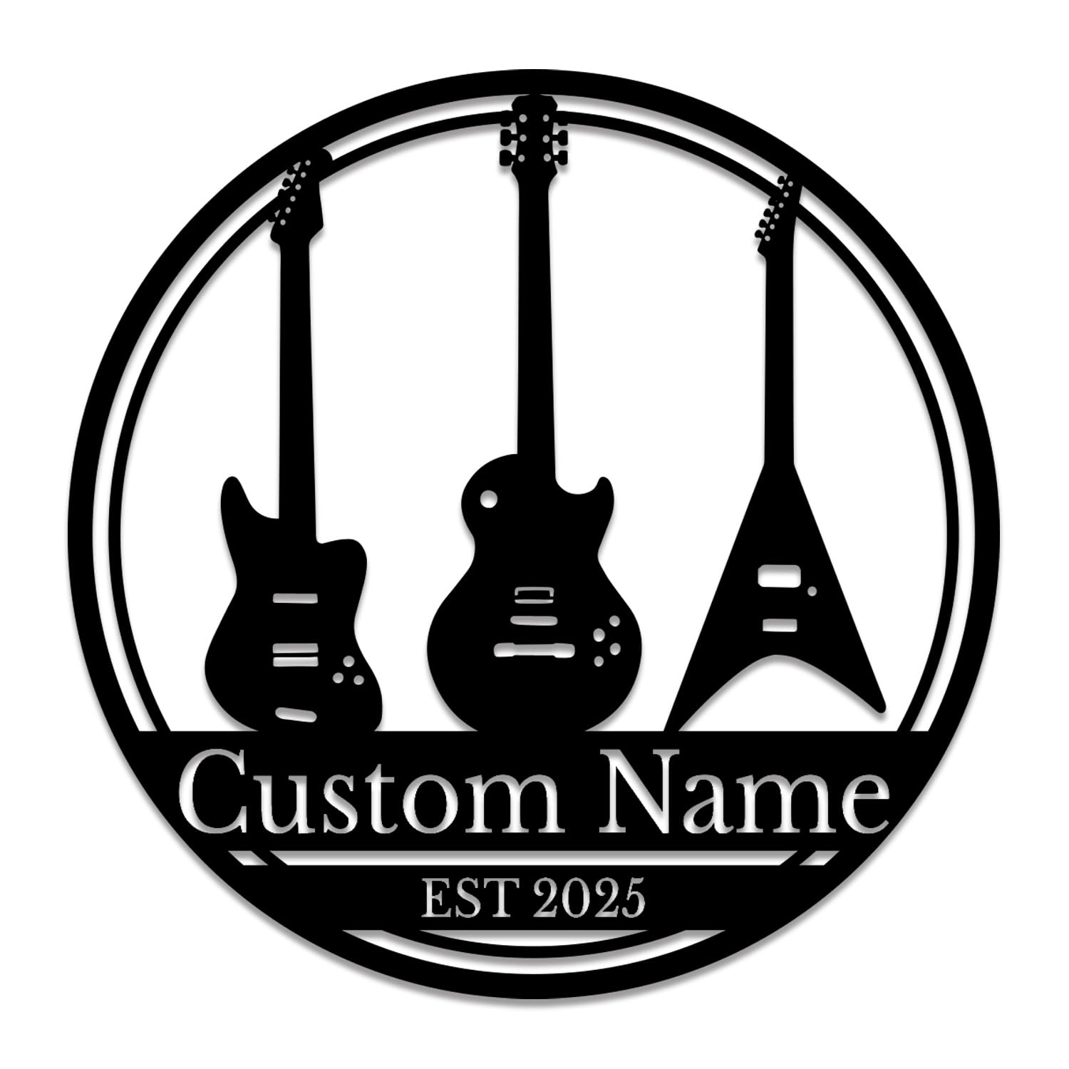 Gewasi Style-3 Personalized Guitar Metal Sign - Custom Music Wall Art, Rockstar Gift, Band Room Decor, Durable Metal Name Plaque For Musicians & Music Lovers (Style-3)