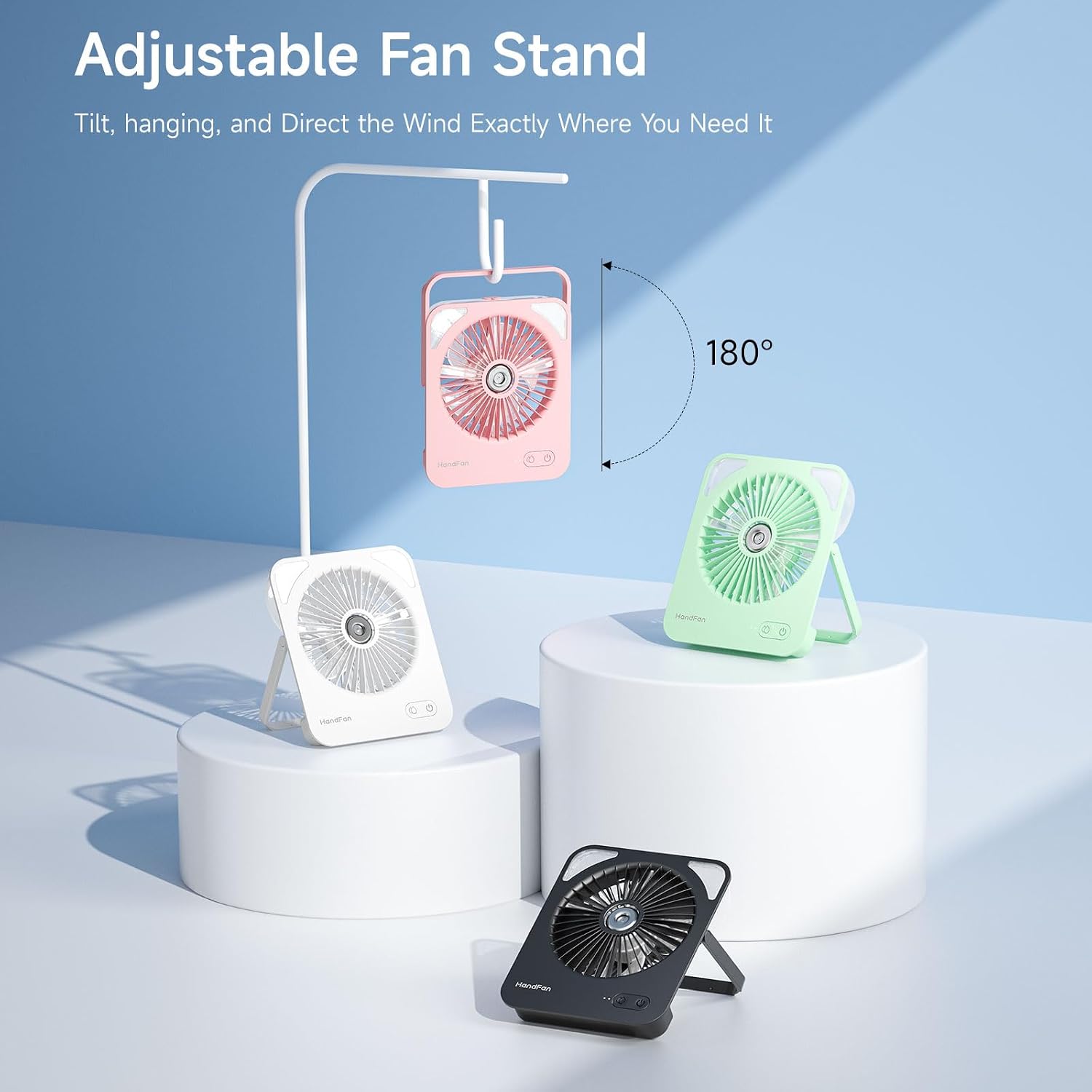 HandFan 4000mAh Portable Desk Misting Fan, 180° Foldable Travel Fan Rechargeable, Small Personal Mist Fans Battery Powered, Cooling Table Fans for Home Office Travel Beach Cruise Outdoors(Black)
