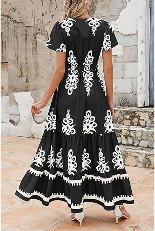 sachin and babi light blue dress GQ Women's 2025 Summer Casual V Neck Boho Maxi Dress Flowy Aline Bell  Sleeve Tiered Floral Dresses with Pocket (Black, M): Buy Online at Best  Price in Egypt