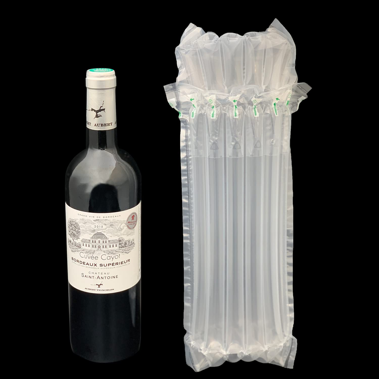 50x Sacchetti Protettivi per Bottiglie di Vino (con Pompa) - Imballaggio Gonfiabile Pluriball Riutilizzabile - Custodia Buste Aria per Trasporto Bottiglie, Olio, Cosmetici e Oggetti Fragili