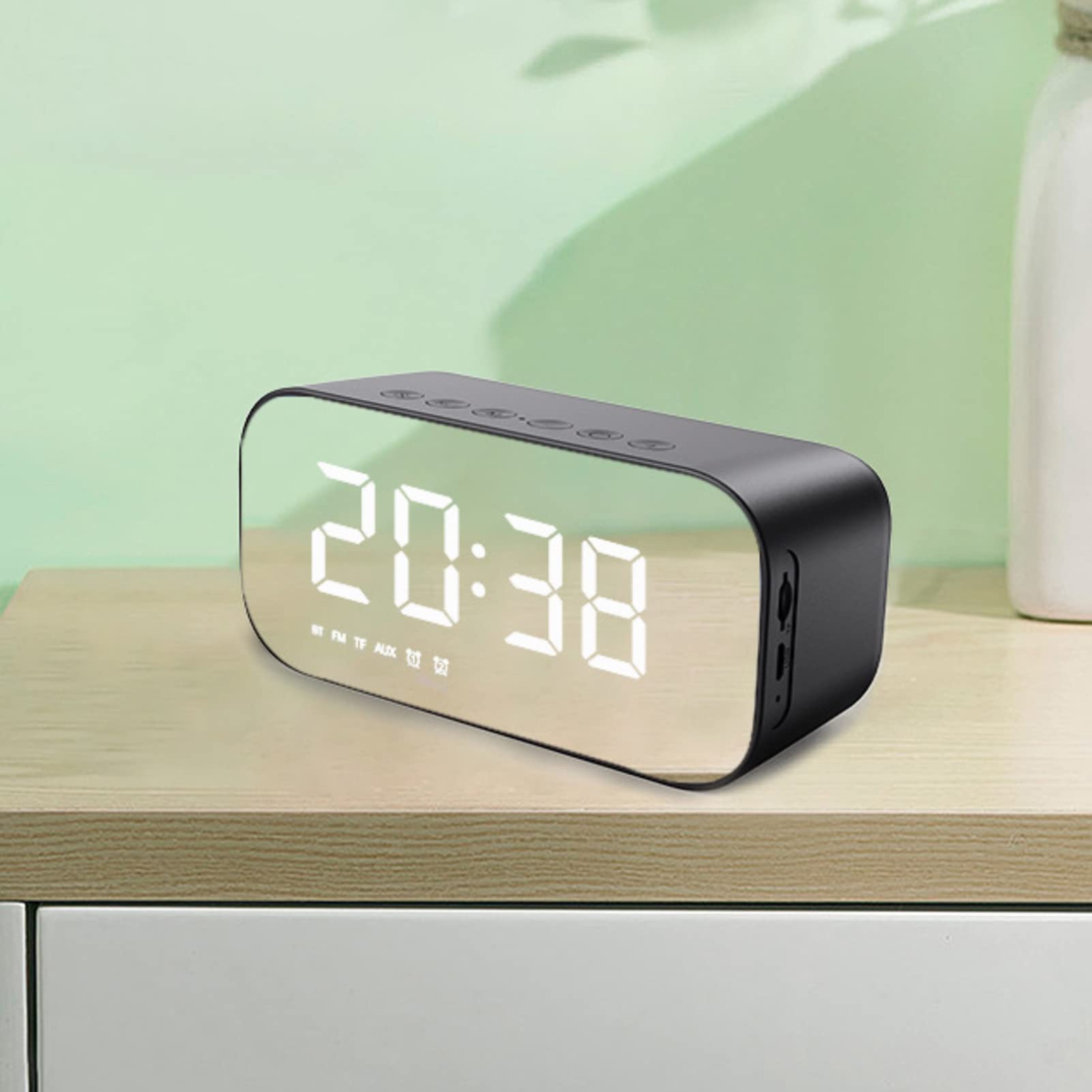 Teksome 5 Radio Reloj Despertador con Altavoz inalámbrico | Radio Despertador Digital portátil con Gran Pantalla LED Regulable - Altavoz inalámbrico estéreo de Larga duración para Viajes al Aire