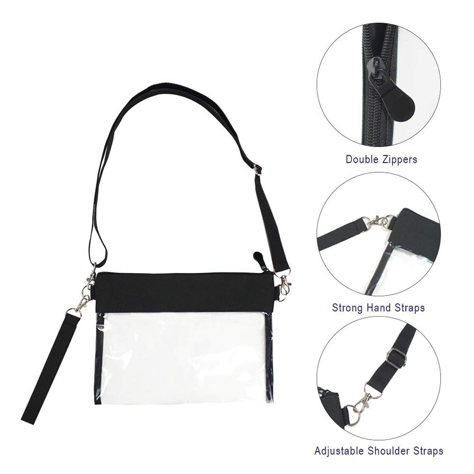 Transparente Tasche Damen Durchsichtig Umhängetasche Schultertasche Wasserdichte Crossbody Bag Kleine Taschen mit Verstellbarem Schultergurt für Konzerte Sportveranstaltungen Reisen Männer und Frauen