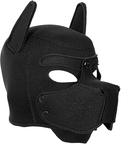 Miniatura 4 de Bozal de neopreno para cachorros, mascarilla extraíble de cara completa para cachorros (F-negro)