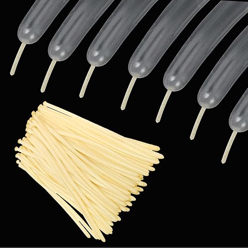 Miniatura 58 de Paquete de 260 globos largos, 100 globos negros de animales torcidos, globos mágicos largos de látex grueso para modelos de animales, Halloween