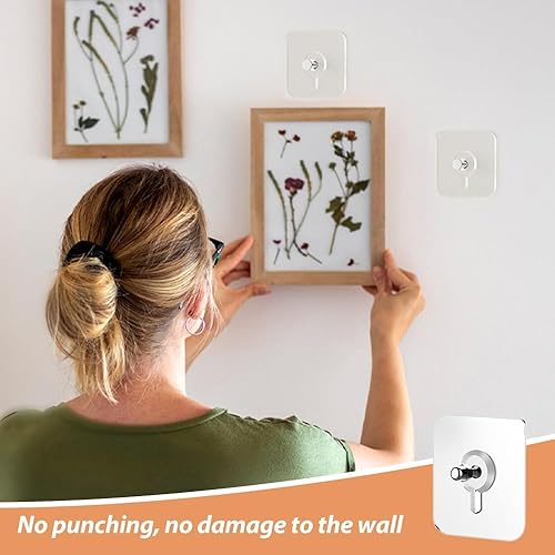 Miniatura 7 de Ganchos adhesivos sin taladros, ganchos adhesivos reutilizables para montaje en pared, ganchos de tornillos para colgar fotos sin clavos, ganchos de