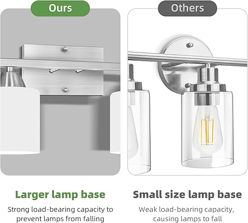 Miniatura 8 de Luces de tocador de baño de 2 luces sobre el espejo, lámpara de pared de níquel cepillado para dormitorio, lámparas de baño modernas con pantalla de