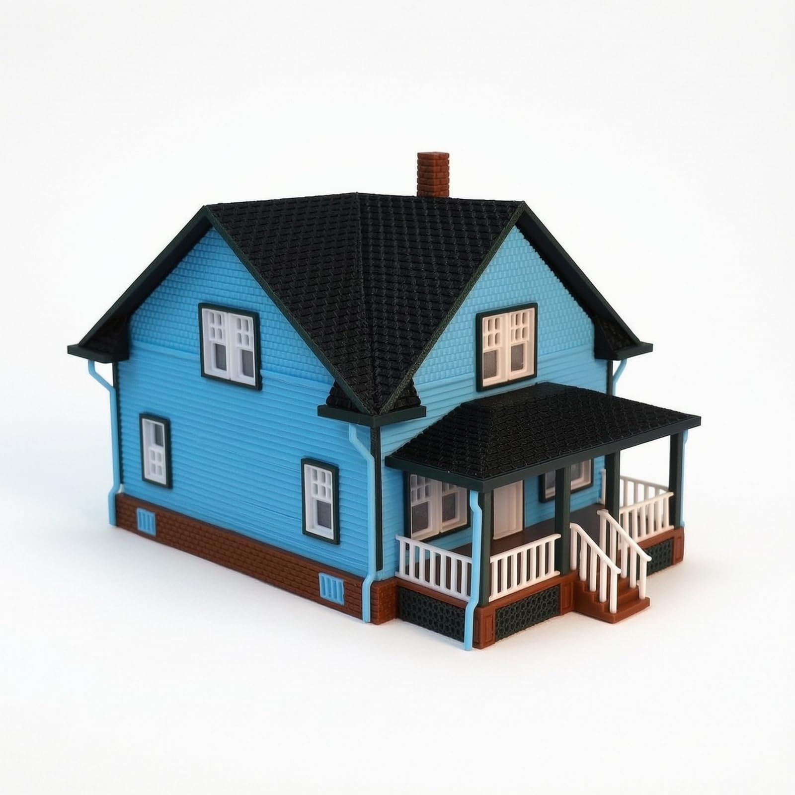 Casa in Miniatura 1 64 Modello Architettura Europea Casa con Portico Tetto Spiovente Base Plastica Resistente Finestre E Comignolo Adatta per, Senza Illuminazione