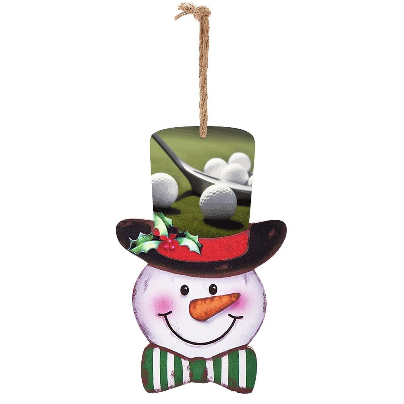 Golf Snowman Decor Christmas Snowmans Hanging Decors Wooden Exquisite Holiday Decoration Sign for Home Window Wall Farmhouse Indoor Outdoo