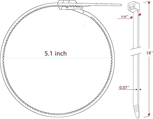 Miniatura 5 de QCSJALM Bridas de cables blancas resistentes de 18 pulgadas (paquete de 50)  Bridas resistentes a los rayos UV para uso en interiores y exteriores,