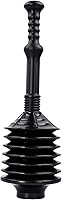 JS Jackson Supplies Professional Bellows Accordion Toilet Plunger - High Pressure for Heavy Duty Clogs, Black with Storage
