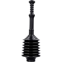 JS Jackson Supplies Professional Bellows Accordion Toilet Plunger, High Pressure Thrust Plunge Removes Heavy Duty Clogs from Clogged Bathroom Toilets, All Purpose Power Plungers for Bathrooms, Grey