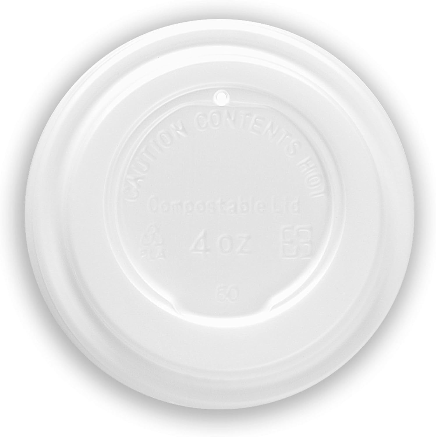 Vegware Compostable Espresso Coffee Cup Lids, Case of 2000, Fits all 62-Series Containers, No Hole, White Hot Cup Flat Lids, Plant Based CPLA Plastic, Disposable