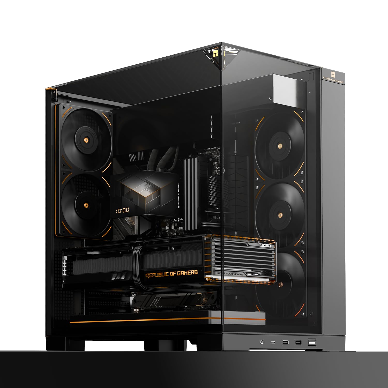 Photo 1 of Thermalright A70ATX Gaming Case Three-Sided Pillar-Free Panoramic Glass Panel ?Type-C Port mid-Tower Computer case Tool-Free Quick-Release Vertical GPU Bracket Anti-Drop Design, Black