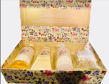 Crabtree & Evelyn Summer Hill Collection Set (Bath & Shower Gel 8.4 fl oz, Hand Therapy 3.5 oz, Body Lotion 8.4 fl oz, Bar Soap 3.5 oz)