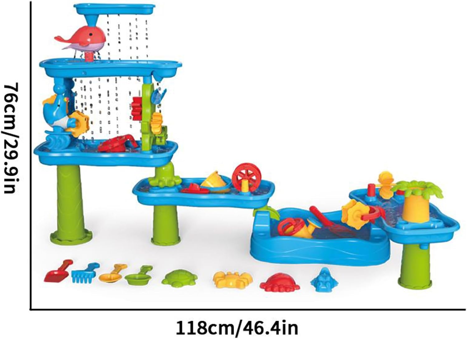 ウォーターサンドテーブル | 夏のアクティビティ知育テーブル,回転式アクティビティプール付きビーチトイズ 3-8歳向け 庭園裏庭公園