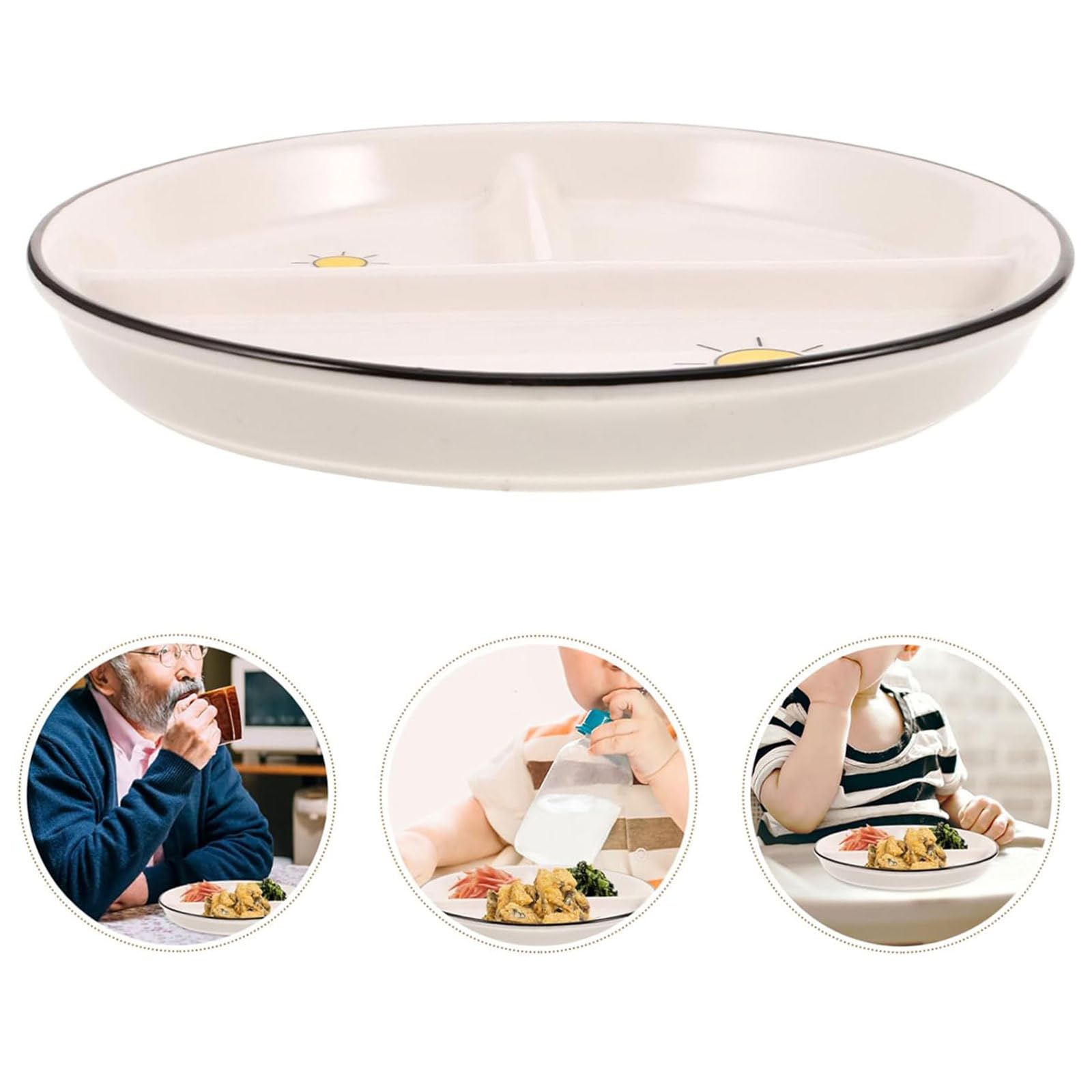 Plaque Assiettes de dîner en céramique de 8 Pouces pour Enfants Assiettes avec différents Motifs de Perte de Poids Assiettes à dîner réutilisables Vaisselle