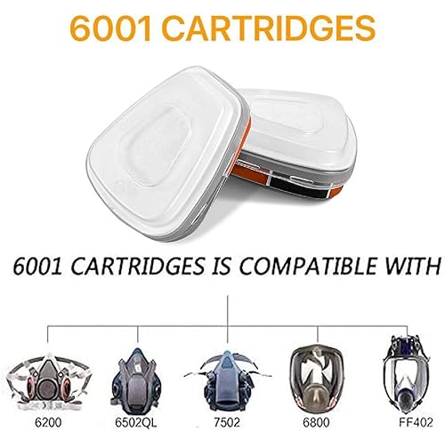 Miniatura 2 de Cartuchos de filtro 6001 de repuesto para respirador de gas, 2 cartuchos de filtro + 2 fundas de filtro + 8 filtros de algodón, se aplican a