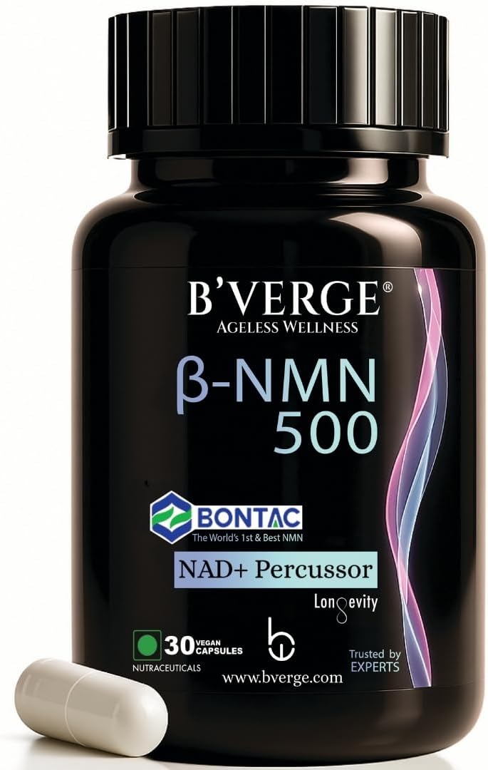BVERGE® NMN Supplement 500mg |100% Purity | BONTAC Pro NMN World's Most Trusted & Trusted by Experts | Healthy Ageing | Repair Cells | Enhance Muscle | Neuro Function (500MG 30 Capsules)