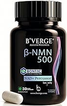 BVERGE® NMN Supplement 500mg | Promotes Longevity, Boosts Energy, Repairs Cells & Supports Brain and Muscle Health (30 Capsules)
