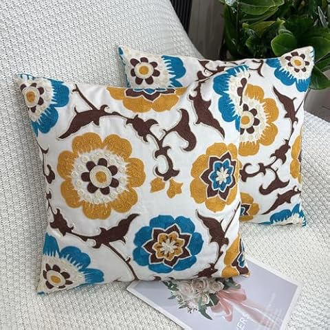 GYISANA Pack of 2 Embroidered Cushion Covers Cover