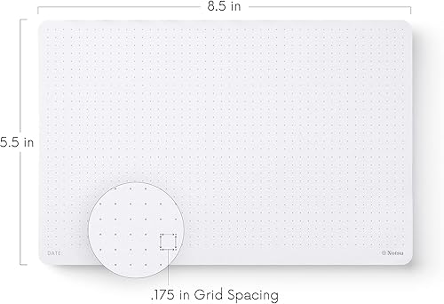 Miniatura 2 de Notsu Dot Grid - Bloc de notas de escritorio, paquete de 2 almohadillas de mouse minimalistas con papel grueso de primera calidad, tamaño pequeño de