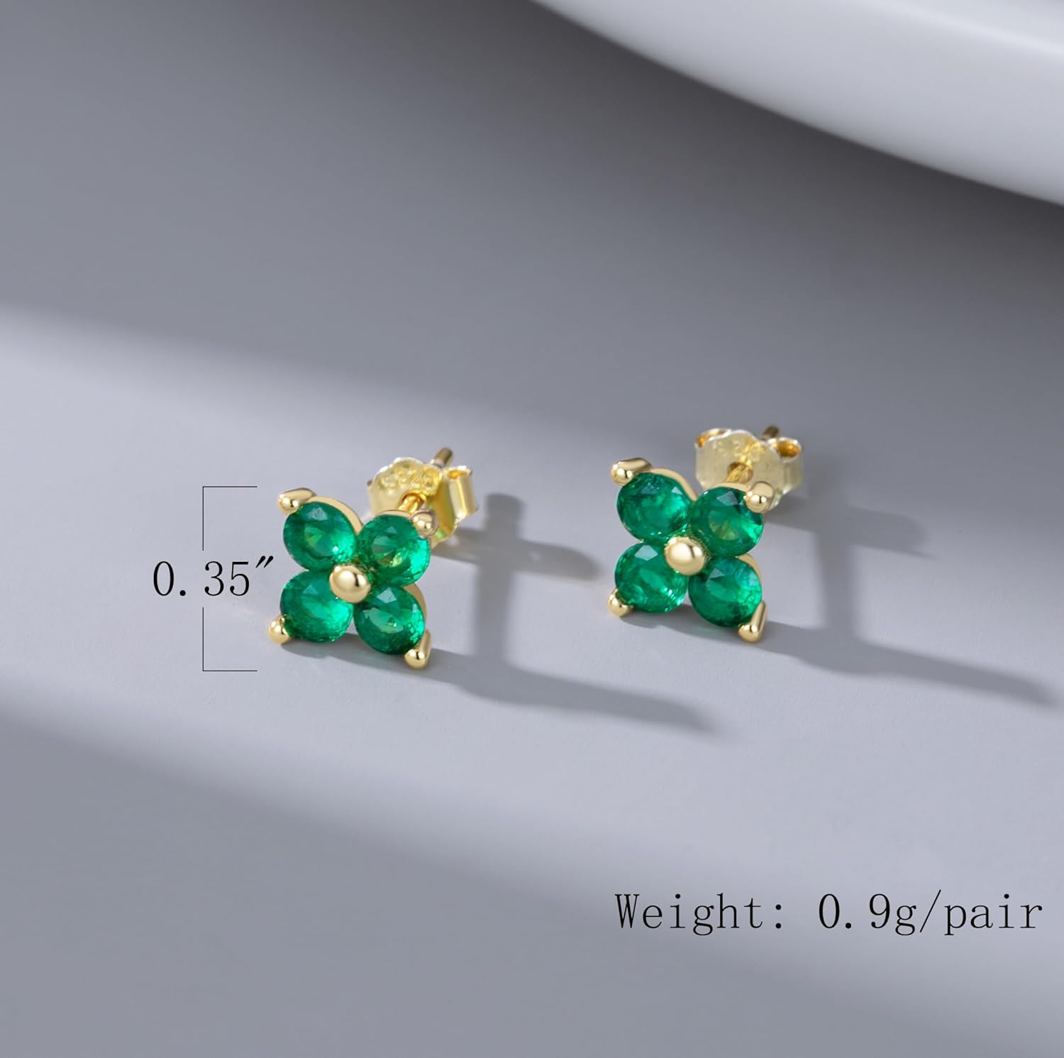 Reffeer Solid 925 Sterling Silver Green CZ Clover Flower Stud Earrings for Women Teen Girls Crystal Flower Earrings Studs for Spring - Image 4