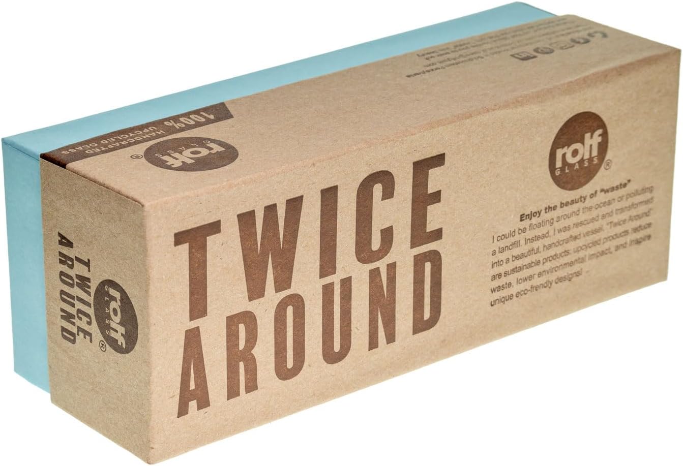 Rolf Glass School of Fish Twice Around Blue Pitcher and Mini Sipper | 13oz Recycled Glass Pitcher & 2” Mini Sipper | Tequila Tasting | Made From Recycled Bottles | Engraved in USA | 2pc + Gift Box Set