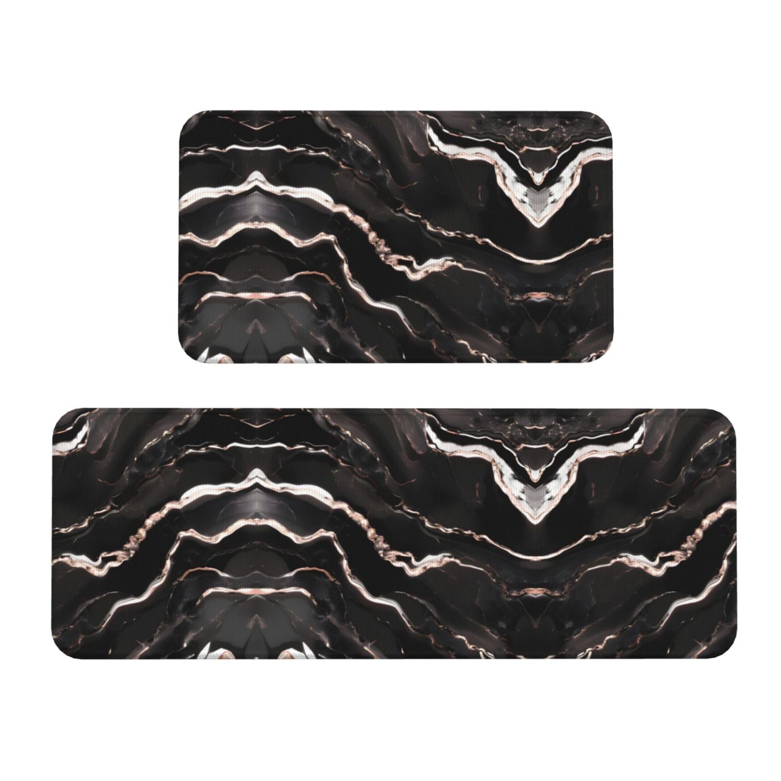 Tapis de cuisine confortables antidérapants à motif marbre noir tapis de sol chic