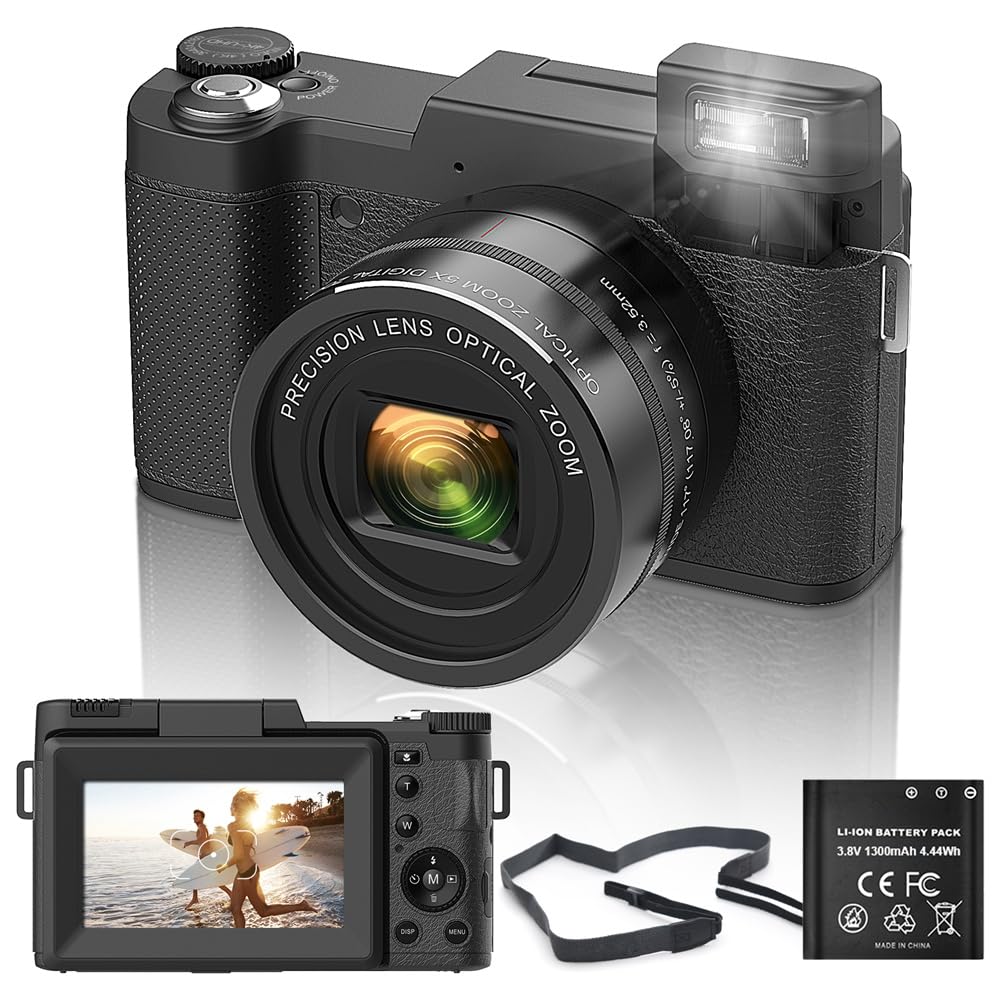 Aparat fotograficzny 4K 48 MP z 5-krotnym zoomem optycznym i 8-krotnym zoomem cyfrowym, kompaktowy aparat z autofokusem