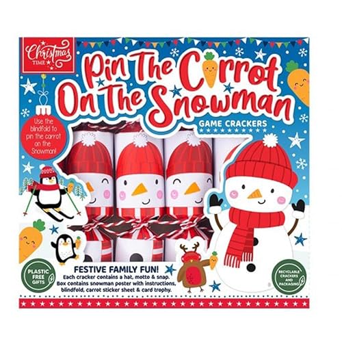Widdle Gifts Christmas Crackers Novelty Game 6 Pack 22cm Cracker with Hats, joke and snap (Stick Carrot on the Snowman 8216)